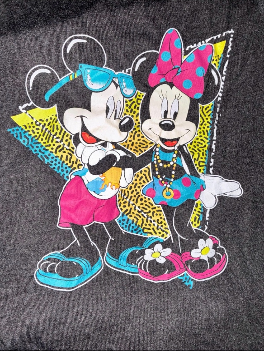 Disney Minnie & Mickey Graphic Tee women’s - dark grey with Pink & Blue